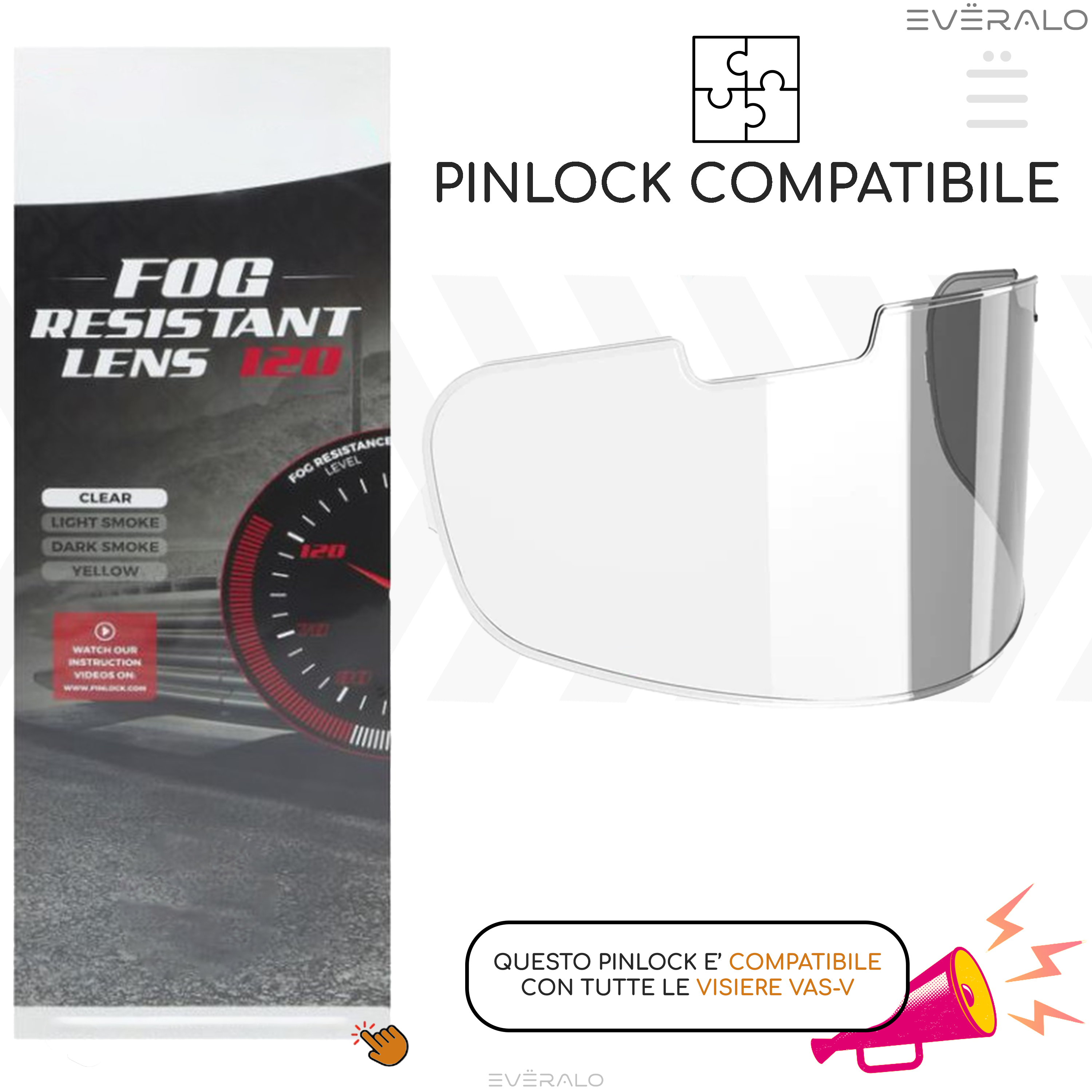 Pinlock Compatibile con Arai Chaser X, Rx7v, Rx7x, Quantum X...